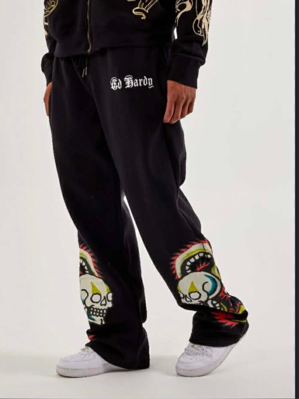 Ed Hardy Dragon Skulls Rhinestone Sweatpants - Adult Unisex Size MEDIUM